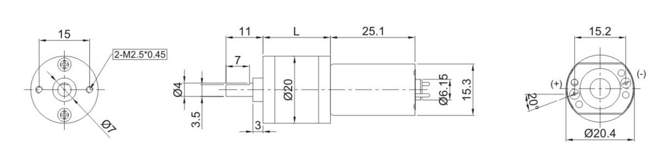 直流減速電機YS-20GF130的幾何參數(shù)