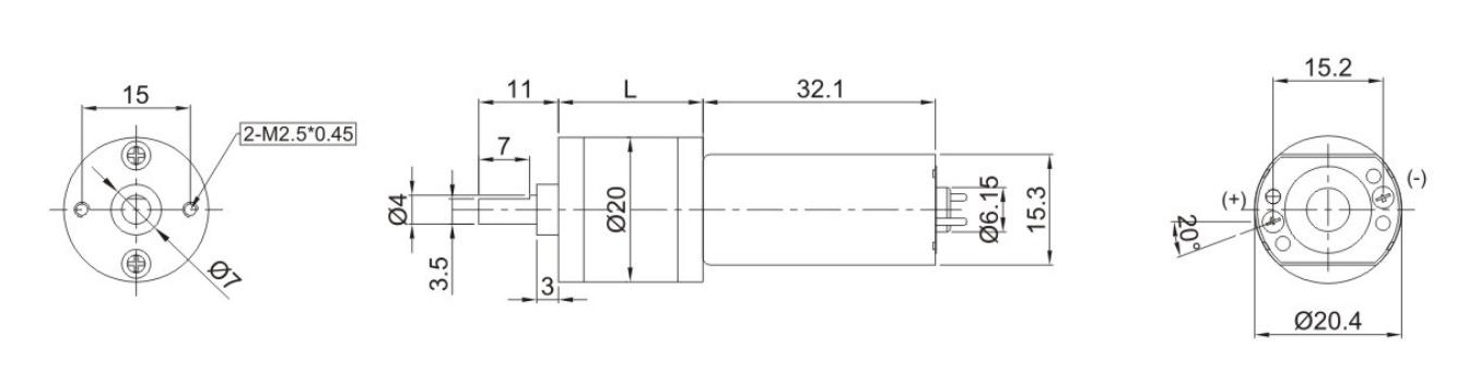 直流減速電機YS-20GF180的幾何參數(shù)