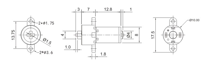 行星減速電機(jī)YS-10PAM10的幾何參數(shù)