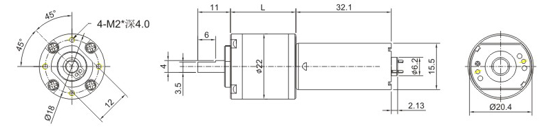 行星減速電機(jī)YS-22PAF180的幾何參數(shù) 