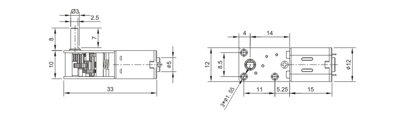 蝸輪蝸桿減速電機(jī)YS-1812GBN20的幾何參數(shù)